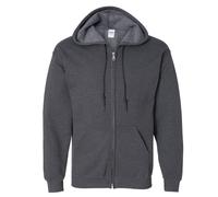 Gildan Heavy Blend Unisex Adult Full Zip Hooded Sweatshirt Top (2XL) (Dark Heather)