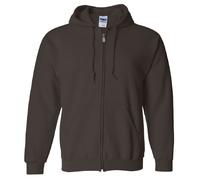 (S, Dark Chocolate) Gildan Heavy Blend Unisex Adult Full Zip Hooded Sweatshirt Top