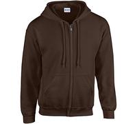 Gildan Heavy Blend Unisex Adult Full Zip Hooded Sweatshirt Top (L) (Dark Chocolate)