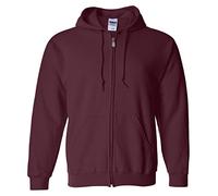 Gildan Heavy Blend Unisex Adult Full Zip Hooded Sweatshirt Top (L) (Maroon)
