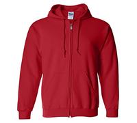 GILDAN Heavy Blend Unisex Adult Full Zip Hooded Sweatshirt Top (L) (Red)