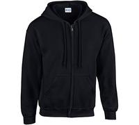 Gildan Heavy Blend Unisex Adult Full Zip Hooded Sweatshirt Top (M) (Black)