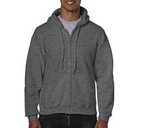 Gildan Heavy Blend Unisex Adult Full Zip Hooded Sweatshirt Top (M) (Dark Heather)