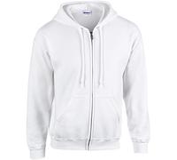 (M, White) Gildan Heavy Blend Unisex Adult Full Zip Hooded Sweatshirt Top