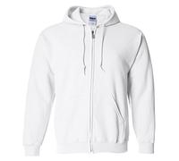 GILDAN Heavy Blend Unisex Adult Full Zip Hooded Sweatshirt Top (S) (White)