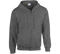 Gildan Heavy Blend Unisex Adult Full Zip Hooded Sweatshirt Top (XL) (Dark Heather)