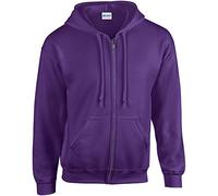 GILDAN Heavy Blend Unisex Adult Full Zip Hooded Sweatshirt Top (XL) (Purple)