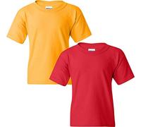 Gildan Kids' Big Heavy Cotton Youth T-Shirt, 2-Pack XL-Gold-Red