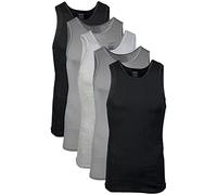 Gildan Men's A-Shirt Tanks, Multipack, Style G1104 Undershirt, Black/Charcoal/Sport Grey, Medium (Pack of 5)