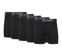 Gildan Men's Cotton Stretch Boxer Brief, Multipack, Black Soot (5-Pack, Regular Leg), L (Pack of 5)
