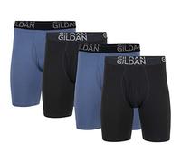 Gildan Men's Cotton Stretch Boxer Brief, Multipack, Black Soot/Slate Blue (4-Pack, Long Leg), XXL (Pack of 4)