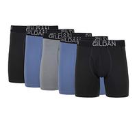 Gildan Men's Cotton Stretch Boxer Brief, Multipack, Black Soot/Slate Blue/Grey Flannel (5-Pack, Regular Leg), XXL (Pack of 5)