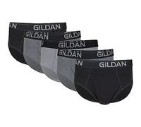 Gildan Men's Cotton Stretch Briefs, 5-Pack, Black Soot/Heather Dark Grey/Grey Flannel (5-pack), L