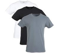 Gildan Men's Cotton Stretch T-Shirts, Multipack Underwear, White/Black Soot/Grey Flannel (Crew 3-Pack), Medium (Pack of 3)