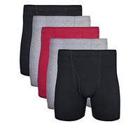 Gildan Men's Covered Waistband Boxer Briefs, Multipack, Mixed Garnet (5-Pack), S (Pack of 5)