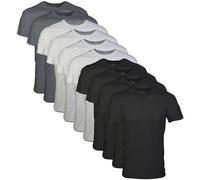 Gildan Men's Crew T-Shirts, Multipack, Style G1100, Black/Sport Grey/Charcoal (10-Pack), Medium