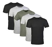 Gildan Men's Crew T-Shirts, 5-Pack, Black/Sport Grey/Military Green, M