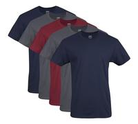 Gildan Men's Crew T-Shirts, Multipack, Style G1100 Underwear, Navy/Charcoal/Cardinal Red (5-Pack), XL (Pack of 5)
