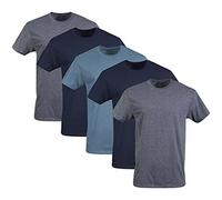 Gildan Mens Crew T-Shirts, Multipack Underwear, Navy / Heather / Indigo Blue (5-Pack), L Uk