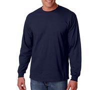 Gildan Men's Double Needle Bottom Hem Rib Knit T-Shirt, Navy, Small