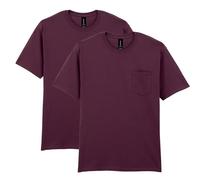 Gildan Men's DryBlend Workwear T-Shirts with Pocket, 2-Pack, Maroon, XXL