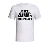 Gildan Men's Eat Sleep Real Madrid Repeat T-Shirt (white) in White | Size: Medium Gildan White M