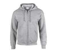 Gildan Men's Full Zip Hooded Sweatshirt Hoodie Grey Sport Grey M
