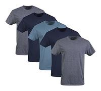 GILDAN Men's Gildan Men's Crew T-shirts, Multipack Underwear, Navy/Heather Navy/Indigo Blue (5-pack), L UK