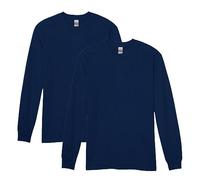 GILDAN Men's Gildan Men's Heavy Cotton Long Sleeve T-shirt, Style G5400, 2-pack Shirt, Navy, L UK