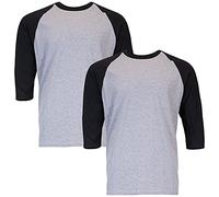 Gildan Men's Heavy Cotton 3/4 Raglan T-Shirt, Style G5700, 2-Pack, Sport Grey/Black, Medium