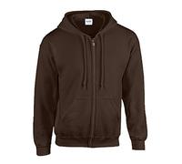 GILDAN Men's Adult 50/50 Cotton/Poly. Full Zip Hooded Sewat Sweatshirt, Brown-Braun (Dark Chocolate), XX-Large