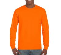 Gildan Mens Long Sleeve T Shirt Adults Plain Crew Neck Cotton Tops With Rib Cuff