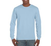 Gildan Mens Long Sleeve T Shirt Adults Plain Crew Neck Cotton Tops With Rib Cuff