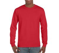 Gildan Mens Long Sleeve T Shirt Adults Plain Crew Neck Cotton Tops With Rib Cuff