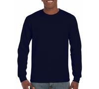 Gildan Mens Long Sleeve T Shirt Adults Plain Crew Neck Cotton Tops With Rib Cuff