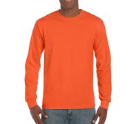 Gildan Mens Long Sleeve T Shirt Adults Plain Crew Neck Cotton Tops With Rib Cuff