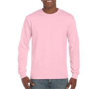 Gildan Mens Long Sleeve T Shirt Adults Plain Crew Neck Cotton Tops With Rib Cuff