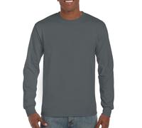 Gildan Mens Long Sleeve T Shirt Adults Plain Crew Neck Cotton Tops With Rib Cuff