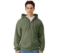 (L, Military Green) Gildan Mens Midweight Soft Touch Full Zip Hoodie