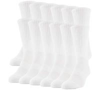 Gildan Men's Performance Crew Socks, 12 Pairs, White, Large (Pack of 12)