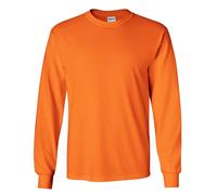 Gildan Men's Plain Crew Neck Ultra Cotton Long Sleeve T-Shirt in Burnt Orange | Size: Medium Gildan Burnt Orange M