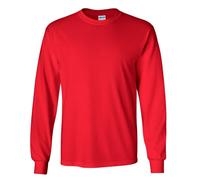 Gildan Men's Plain Crew Neck Ultra Cotton Long Sleeve T-Shirt in Red | Size: 5XL Gildan Red 5XL