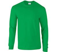 Gildan Mens Plain Crew Neck Ultra Cotton Long Sleeve T Shirt (L) (Irish Green)