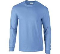 Gildan Mens Plain Crew Neck Ultra Cotton Long Sleeve T-Shirt (XL) (Carolina Blue)