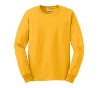 (XL, Gold) Gildan Mens Plain Crew Neck Ultra Cotton Long Sleeve T-Shirt