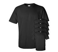 Gildan Men's Seamless Double Needle T-Shirt, Black, 2XL. (Pack of 5)