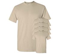 Gildan Men's Seamless Double Needle T-Shirt, Sand, 2XL (Pack of 5)