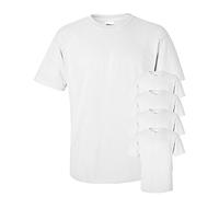 Gildan Men's Seamless Double Needle T-Shirt, White, LARGE. (Pack of 5)