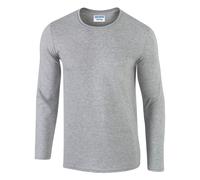 (XXL, Sport Grey) Gildan Mens Soft Style Long Sleeve T-Shirt