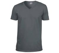 Gildan Men's Soft Style V-Neck Short Sleeve T-Shirt in Charcoal | Size: Medium Gildan Charcoal M